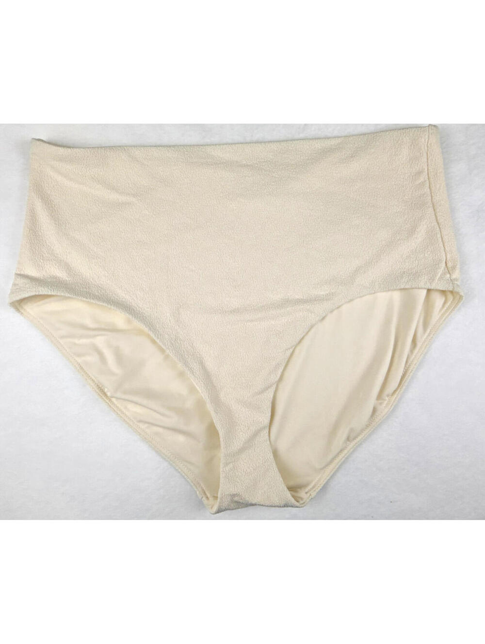 CALIA Bikini Bottom Womens‎ XL Cream Textured High Rise Moderate Coverage NWT